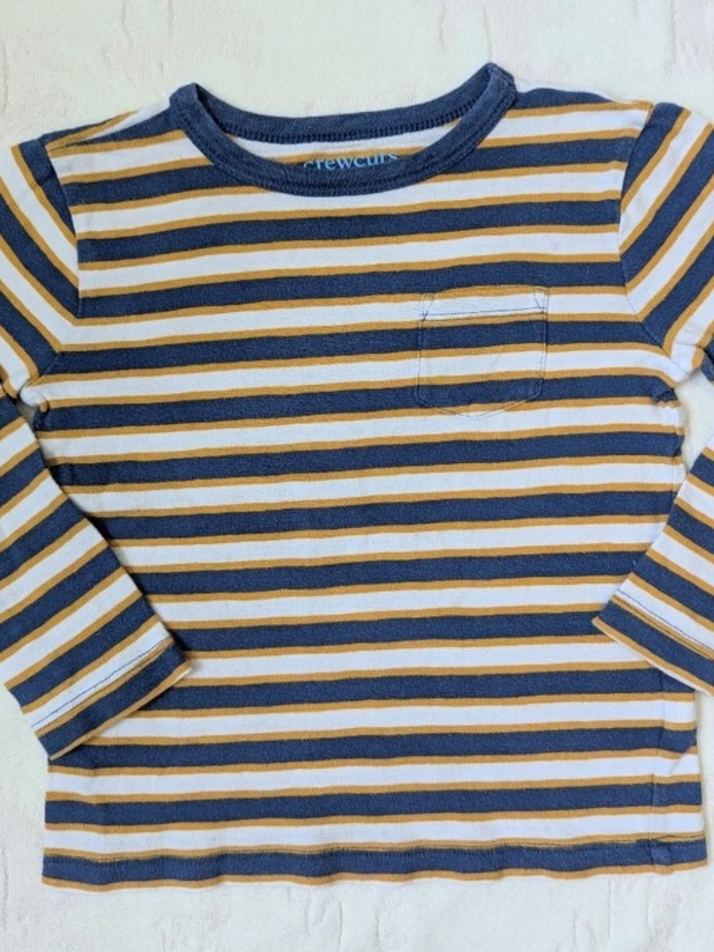 Crewcuts Navy, White & Mustard Striped Long Sleeve Tee Size 3T